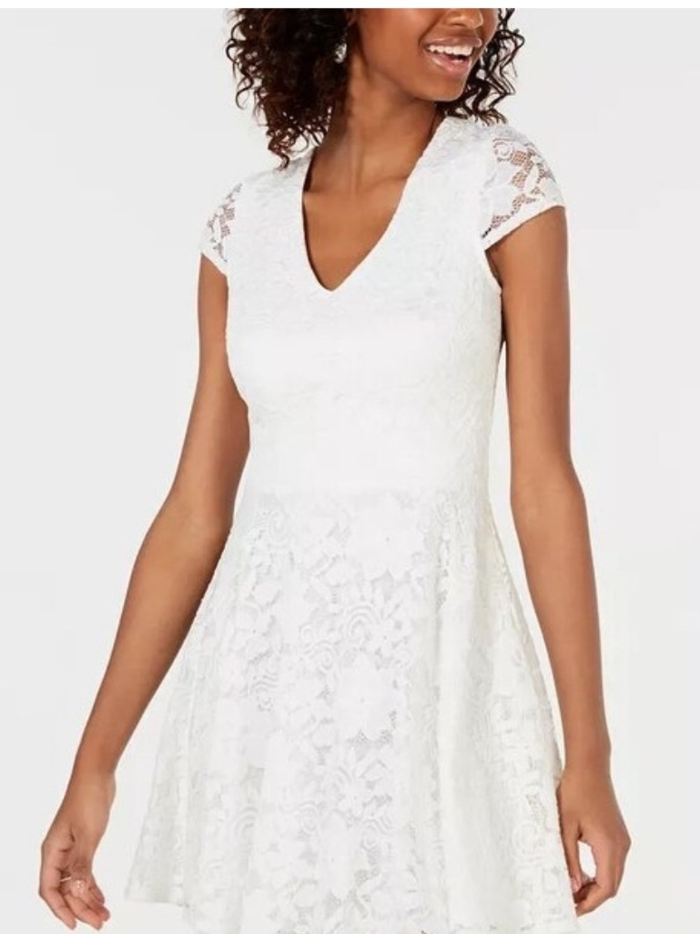 B Darlin Girls' White Lace Fit & Flare Dress